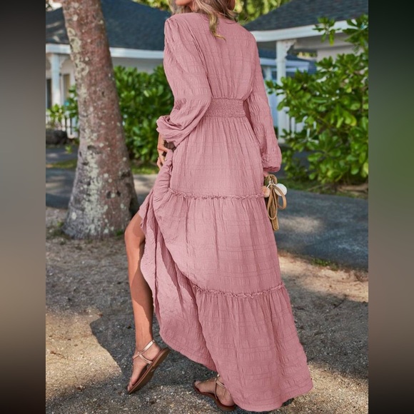 Boho ruffle hem fall dress - Picture 3 of 16